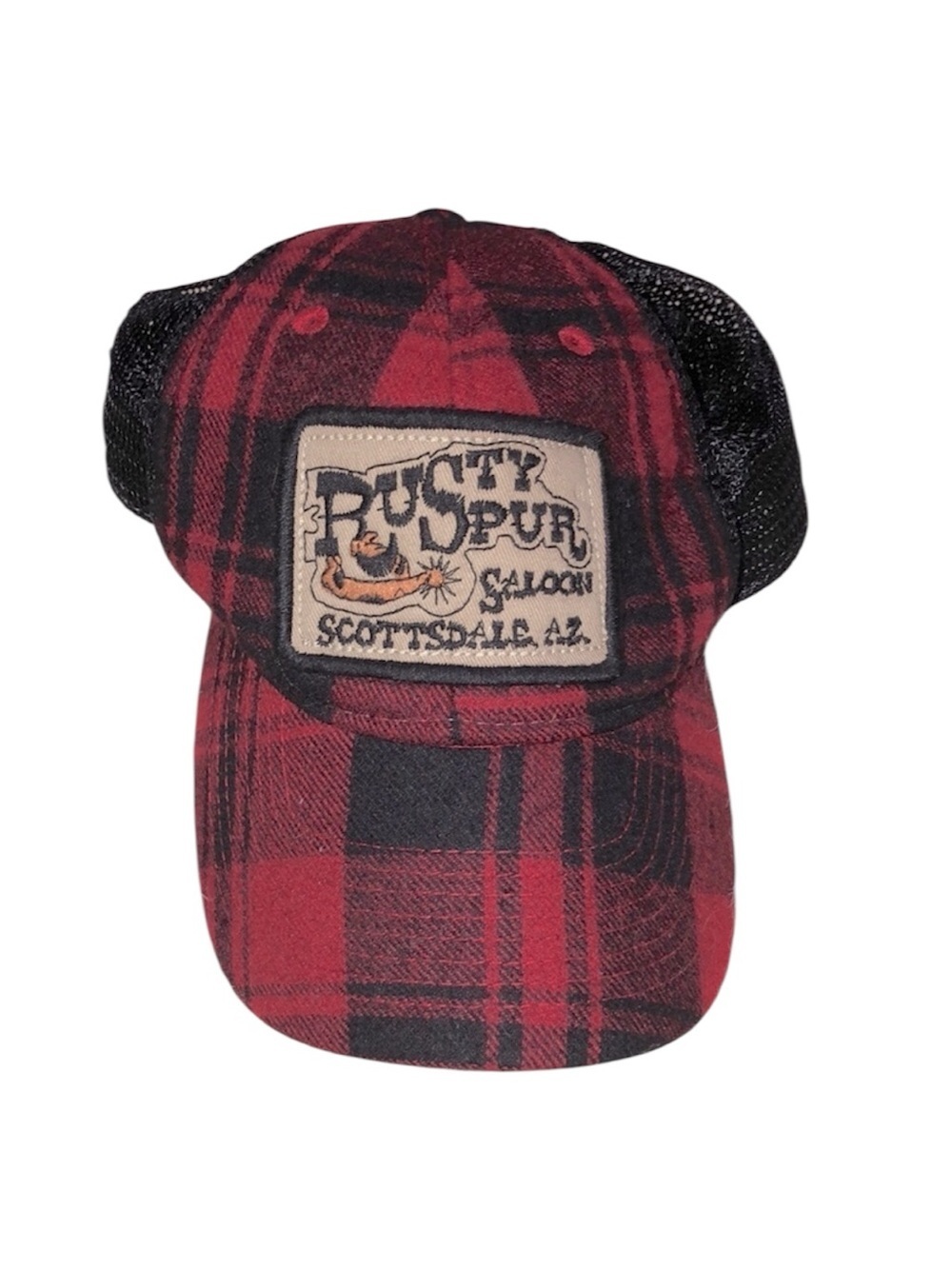 Rusty Spur Saloon Scottsdale Arizona red and black western  hat mesh back
